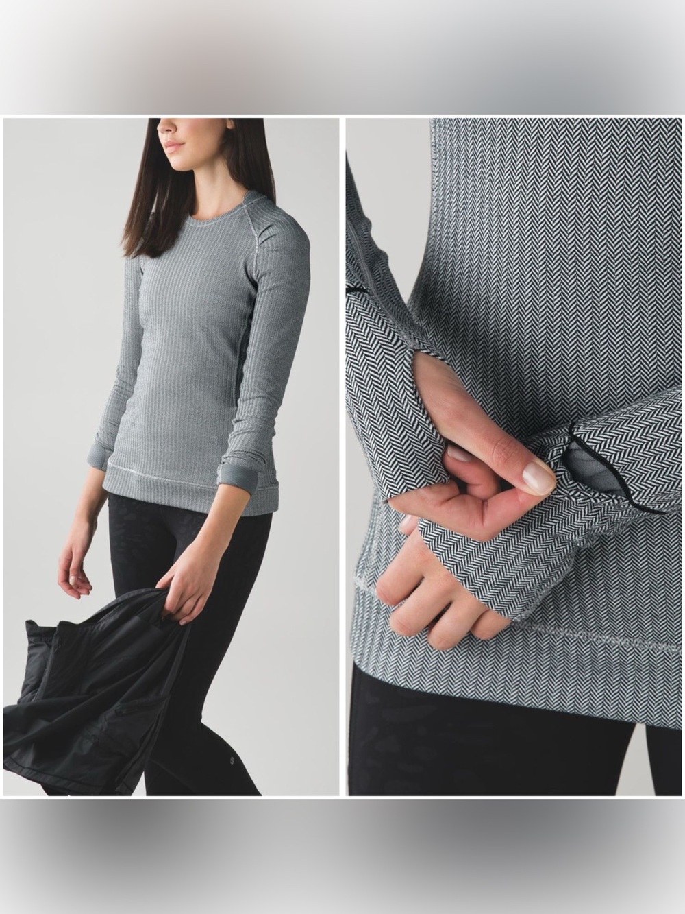 Lululemon Think Fast Long Sleeve Heathered Herringbone SZ 2 Women’s Running Top